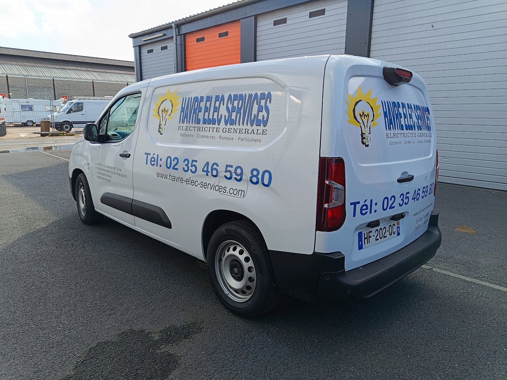 Marquage véhicule utilitaire Havre Elec Services electricité générale Le Havre